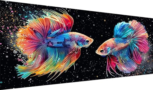 Diamond Painting Erwachsene Farbe Diamond Painting Bilder, Diamond Painting Fisch, Diamond Painting Set mit Diamond Painting Zubehör, Crystal Art Basteln, Deko Wohnzimmer, Geschenke 100x220cm S2-13