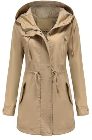 chiguomaoyi Giacche militari casual e leggere da donna Anorak Utility a vita alta con coulisse e cappuccio con zip