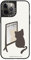 CASETiFY Mirror iPhone 12 Pro Max Hülle [Reflektierend/1,5 m Fallschutz/Kompatibel mit Magsafe] - Überdenkende Katze - Silber auf Schwarz