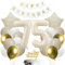 SNOWZAN 75th Birthday Girl & Boy Cake Toppers - White Gold Decoration Set for 75 Years Celebration