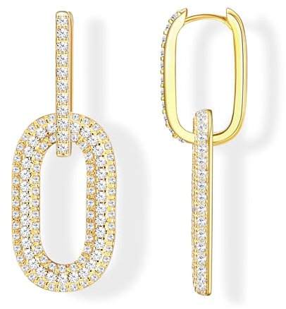 MILACOLATO Convertible Link Earrings for Women - Small Hoop, Double Oval, Hypoallergenic Silver Sleeper, Drop Dangle, Paperclip Link Chain