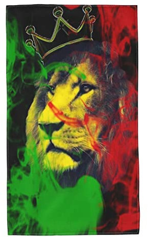 40X70cm Strandtuch Rasta König Der Löwen Mit Krone Strandhandtuch Schnell Trocknend Saunahandtuch Pflegeleicht Handtuch Für Strand Pool Männer