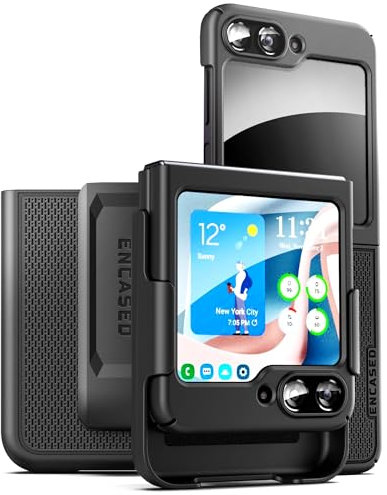 Encased DuraClip Étui de ceinture pour Samsung Galaxy Z Flip 6 avec clip holster (version Z-Flip6 2024) Noir