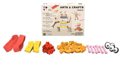 Toyi Arts & Crafts Robot Building Kit - 44 pcs Crafting Toolkit, Make Your Own Robots, Creative DIY Box Set, Children’s Tools & Building Sets, Art Gifts for Kids, Age 4 Years +