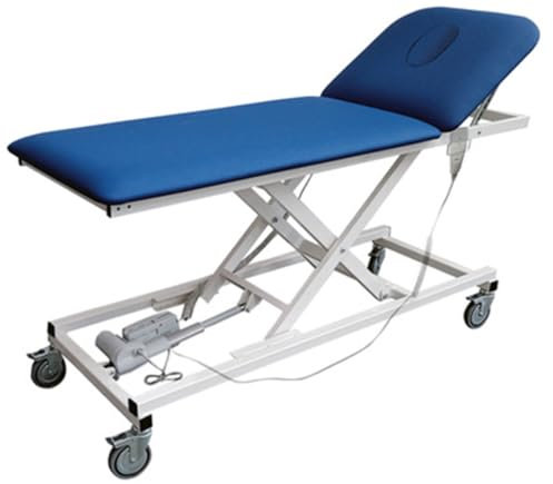 Medizinische Liege, elektrische medizinische Untersuchungsliege mit Rädern und Gesichtsloch, Kreuzfahrterhöhung ? Platte 62 cm ? Blau Made in Italy