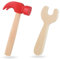 2 PCS 1 Wooden Hammer Toy and 1 Small Wooden Wrench Maintenance Tools, Simulation Toy Hammers Fake Hammer Plastic Hammers for Education Gift Birthday Party Supplies