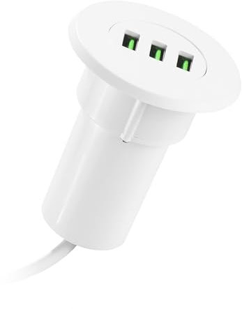 Prise USB encastrable, hub de bureau USB 3 ports, prise USB 3,1 A, chargeur USB C, hub USB accessoire de bureau pour la plupart des téléphones