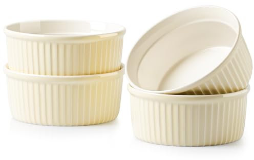 NUTRIUPS Cocotte Monoporzione da Forno 400ML, Pirottini Ceramica Giallo, Cocotte da Forno 4 Pacco (Giallo)