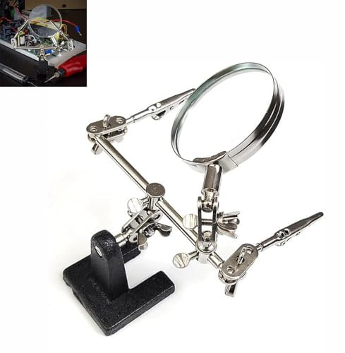 Hands Free Magnifying Glass with Crocodile Clip + 8X Magnifying Lens, Third Hand for Soldering and Jewelry Making