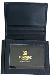 ZUNDOOZ London Men's PocketFit Designer Leather Tri-Fold Wallet Slim Sleek Design (Navy)