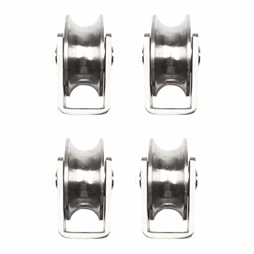 PWOBFBAZ 3-Zoll-V-Nut-Rad, geräuscharme Riemenscheibe, Edelstahl, Hochleistungsrolle, korrosionsbeständige Heberolle, 4er-Pack, 16 mm, U-Typ