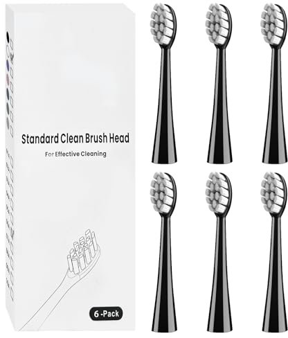 6 Pack Gum Care Replacement Brush Heads Compatible with Ordo Electric Toothbrush, Black