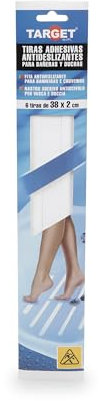 TARGET CAB38020 - Cinta Antideslizante para Bañeras y Duchas - Pies Descalzos - Anti Caídas y Resbalones - 6 Tiras de 38 x 2 Centímetros