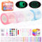 SelfTek Nano Tape Kit for Kids, Glow-in-the-Dark Nano Tape with Glitter Sequins, Pump Stickers Clays Scissors Tools Double Sided Nano Tapes for Making Bubbles Crafts
