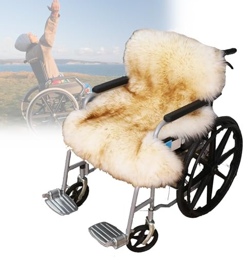 Lammfell-Rollstuhl-Sitzpolster – Naturwoll-Fleece-Kissen für Rollstühle, Autos und Zuhause – echte Schaffell-Auflage für ultimativen Komfort