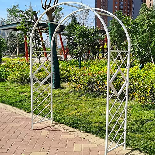 HFVUYAR Gartentorbogen mit Gitterpergola für Kletterpflanzen, einfach zu installierender weißer Bogen für Weinreben und Rosen, 180 cm hoch