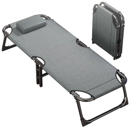 Reisebett Erwachsene Folding Lounger 200 kg Belastbarkeit Klappbett, Verstellbare Rückenlehne, Geeignet for Garten, Sonnenbaden Büro