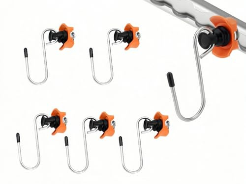 Anlising Haken für Airlineschiene, 6PCS Airlineschiene Zubehör Haken 50 kg/daN, S-Haken für Airlineschiene, Single Endbeschlag, Aufhängen Airlineschienen, für LKW, Anhänger, Wohnmobile (Orange)