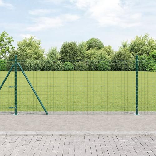 Brokky 3350223 Pali per Recinzione Set di 26 Verde Cemento e Metallo PALO per Recinzione