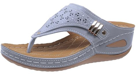 Damen Pantoletten Mit Fußbett Zehentrenner, Hausschuhe Damen Sommer Weiches Fußbett Flip Flops Arch Support Hausschuhe Atmungsaktive Orthoslipper Bedroom Sandal Hinten Offen Sliders