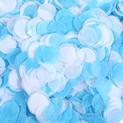 Classicseali 8000 Stück Runde Konfetti Hochzeit Geburtstag, Konfetti Blau Weiß, Weiß Blau Confetti Geburtstags Groß, Tischdeko für Jubiläum Geburtstag JGA Party Dekoration (80g)