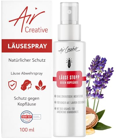 Air Creative - Läuse Abwehrspray Kinder - Schutz gegen Kopfläuse & Nissen - Läusespray zur Vorbeugung inkl. Läusekamm - schützt & erleichtert das Kämmen 100 ml (1er Pack)