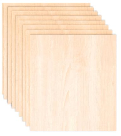 WAWPU 10 Fogli di Tiglio for Artigianato, Compensato con Superficie Liscia for Incisione e Taglio Laser, Modelli architettonici, colorazione, Spessore 0,2 cm(0.3x10x10cm)