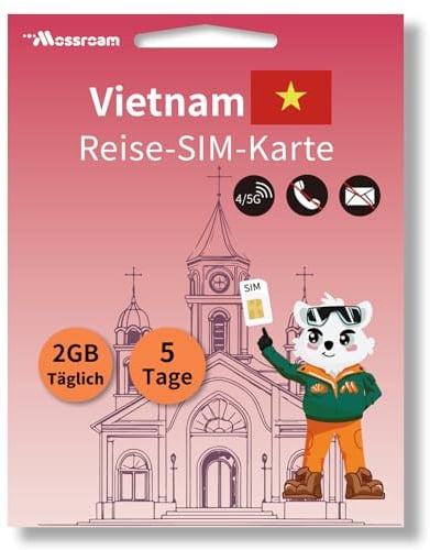 Vietnam Tourism SIM – 2 GB unbegrenztes Highspeed-Datenvolumen – 5 Tage gültig – Prepaid, Keine zusätzlichen Gebühren – Funktioniert mit entsperrten Telefonen und Hotspots