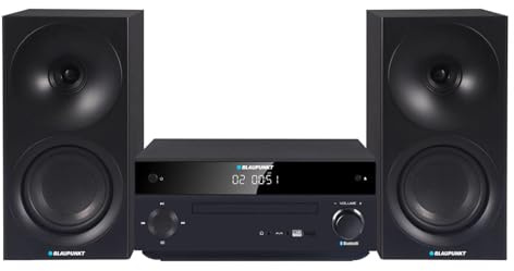 Blaupunkt MS30.02BT Mikro-Stereoanlage Bluetooth HDMI ARC | Optisch USB AUX Radio FM CD 150 W RMS Wecker Fernbedienung Lautsprecher Bass Reflex (Schwarz)