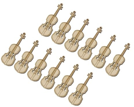 KESYOO Mini-Violine aus Holz, 12 Stück, kreative Mini-Dekoration für Puppenhäuser, Miniatur-Musikspielzeug für Desktop-Dekoration und Sammler