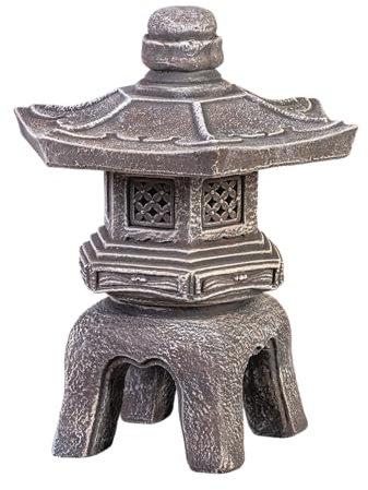 gartendekoparadies.de Oki-Gata-Yukimi japanische Steinlaterne, H. 38 cm, 11 kg, Mehrfarbig, frostsicher aus Steinguss für Außenbereich