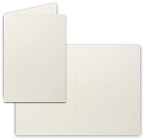 50x Falt-Karten DIN A6 in Natur-Weiß - Blanko - Doppel-Karten - 250 g/m²