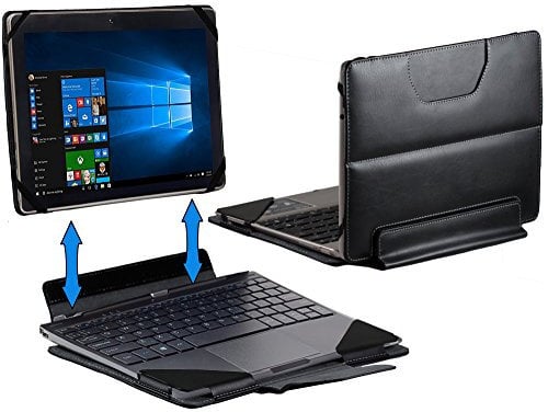 Navitech Black Faux Leather Detachable Folio Case Cover Sleeve Compatible With The iOTA ONE, 10.1-Inch 2-in-1 Laptop