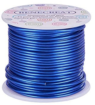 BENECREAT 2mm Aluminiumdraht 30m Lang(100 Füße) Eloxiert Schmuck Handwerk machen Friesen Floral farbigen Aluminium Craft Draht - Blau