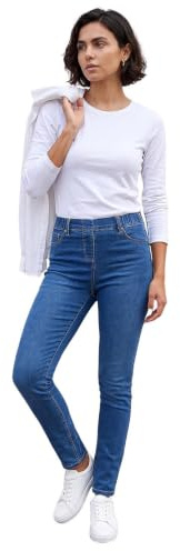 Roman Originals Jeggings for Women UK Jean Ladies Stretchy Trousers Denim Leggings High Waist Rise Pull On Skinny Straight Leg Cotton Pants Smart Casual