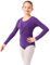 tanzmuster ® Ballettjacke Mädchen Langarm - Mia - aus sehr weichem Baumwollstoff Ballett Top zum Reinschlüpfen in lila, Größe 116/122