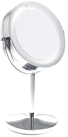TUKA Lumineux Miroir Maquillage 5X Grossissant, LED Miroir cosmétique pour Rasage dans Salle de Bain À Piles, Double Face avec Normale et Grossissant, TKD3145-5x