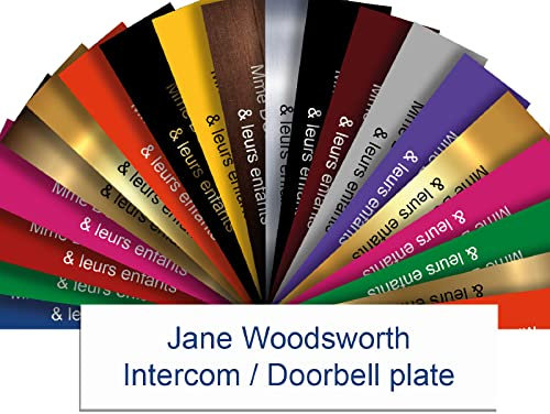 Plaque Interphone Ou Sonnette Adhésive PVC – Plaque Gravée À Personnaliser 6 x 1,5 cm – 21 Couleurs Disponibles (Blanc écrit bleu)