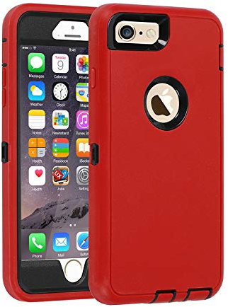 smartelf Case for iPhone 6/6s Heavy Duty With Built-in Screen Protector Shockproof Dust Drop Proof Protective Cover Hard Shell for Apple iPhone 6/6s 4.7 inch- Red/Black
