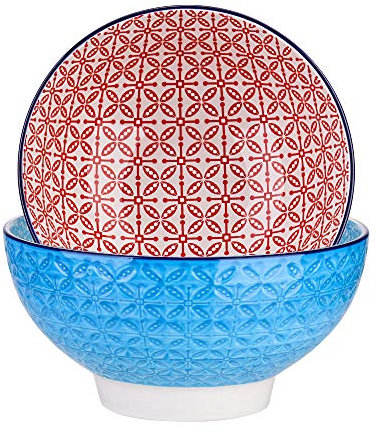 vancasso Schalen Set, 1200 ml (18,7 x 8,5 cm), 2-teiliges große Schalen Set aus Porzellan, Suppenschalen, Ramen Schale, Dessertschale, Salatschalen, Schüssel, Serie MACARON