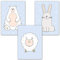 Homery Wandbilder für Kinderzimmer 3er Set Deko, Babyzimmer hochwertige Poster DIN A4 Bilder - Mädchen und Jungen Dekoration in Modernen Farben Kunstdruck (Tiere Blau)