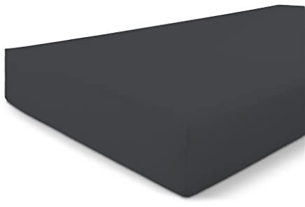 Walra Spannbettlaken Jersey 80x200, 100% Baumwolle Spannbetttuch, Perfekte Matratzenpassform, Weiches Gefühl, Knitter- & Bügelfrei - Anthrazit