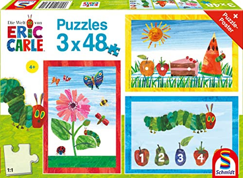 Schmidt Spiele Die Welt der kleinen Raupe Nimmersatt, 3x48 Teile Kinderpuzzle