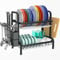 niffgaff 2 Tier Black Dish Drainer Rack, Stainless Steel Drying Rack Kitchen, Drainers Draining Board with Drip Tray, Rust Proof Large Washing Up Sink