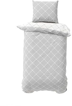 BLUE MOON Bio Renforcé Premium Bettwäsche in Allen Größen 135 x 200 | 140 x 200 | 155 x 220 (Check Doubleface Silver, 140 x 200 + 70 x 90 cm)