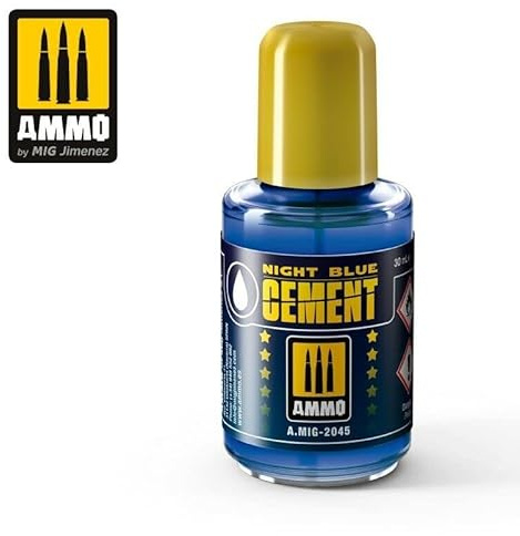 AMMO MIG Colle21 Zement Nachtblau, extrafein, 30 ml, ideal für Kunststoff und Modellbau.