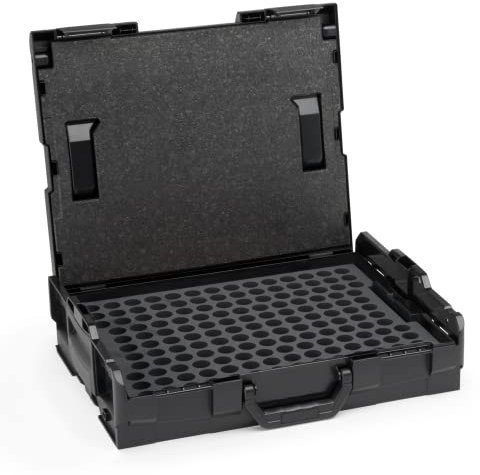 L-BOXX Sortimo L-Boxx 102 Werkzeugkoffer-Set • Blackline Schwarz mit Verschlüsse Anthrazit • bestückt mit L BOXX 102 Einlage Schaumstoffeinsatz für Brennerdüsen und Deckelpolster