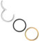 Body CAC 3 Stück-0,8mm×9mm 316L Chirurgenstahl Hinged Nose Rings Hoop Piercing Lip Helix Knorpel Rook Ohrringe, Gold/Silber Ton/Schwarz