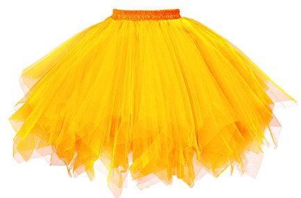GOOBGS Damen 50er Ballettrock Multi-SchichtenVintage Ballet Blase Firt Tulle Petticoat Puffy Tutu Gelb XX-Large