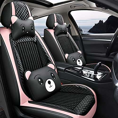 Tuqiang Autositzbezüge Für Aygo Allwetter-Autokissen Full Set Schwarz rosa